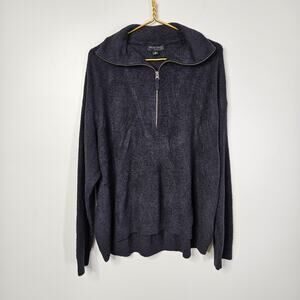 Barefoot Dreams Cozychic Lite Half Zip Pullover Sweater Women's 2X Black